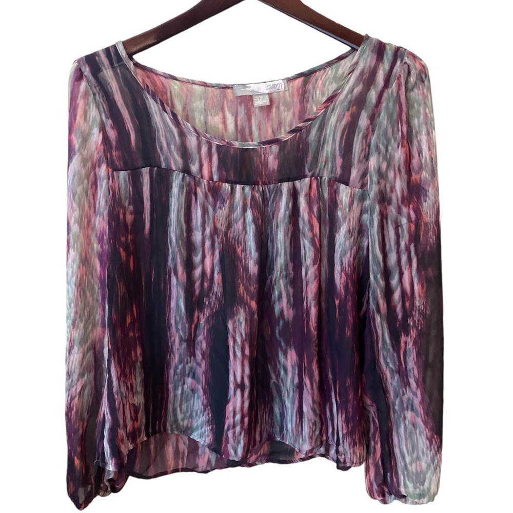 ⚡️ Forever 21 Colorful Long Sleeve Blouse Top Sheer ~ Size XS ⚡️